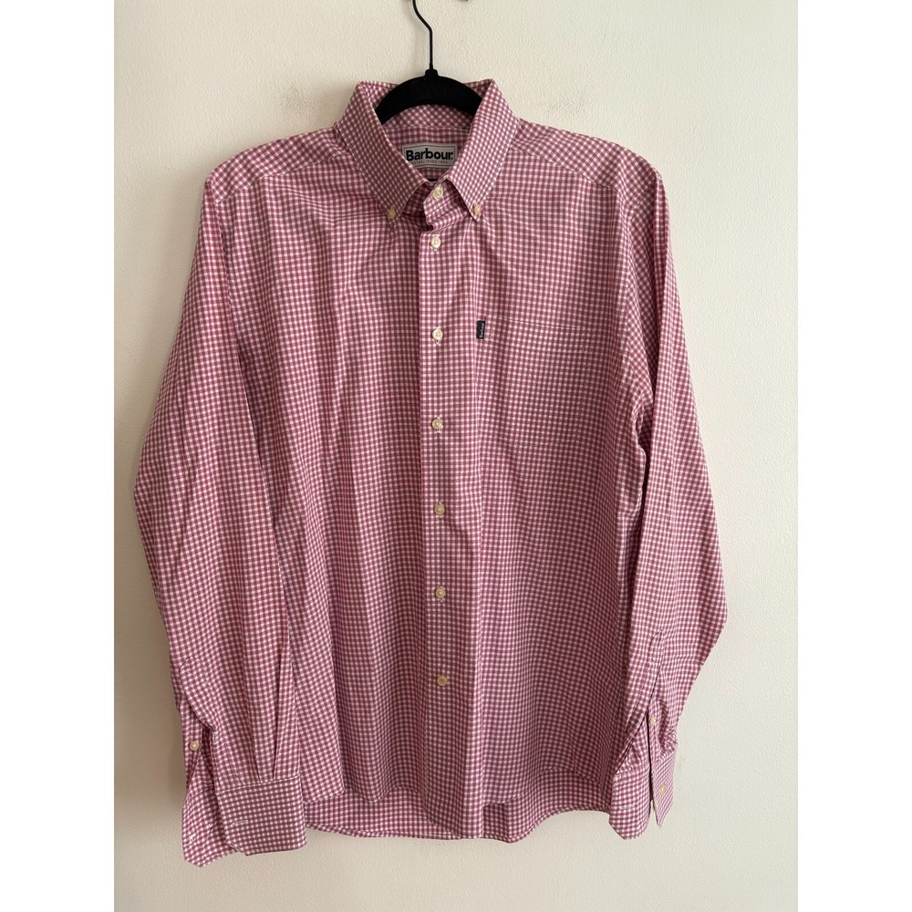 Barbour Tailored Long Sleeve Plaid Pink Button Up Shirt Size M